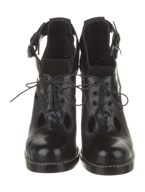 Balenciaga Leather Animal Print Lace-Up Boots