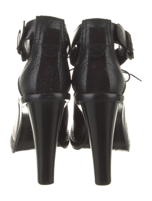 Balenciaga Leather Animal Print Lace-Up Boots