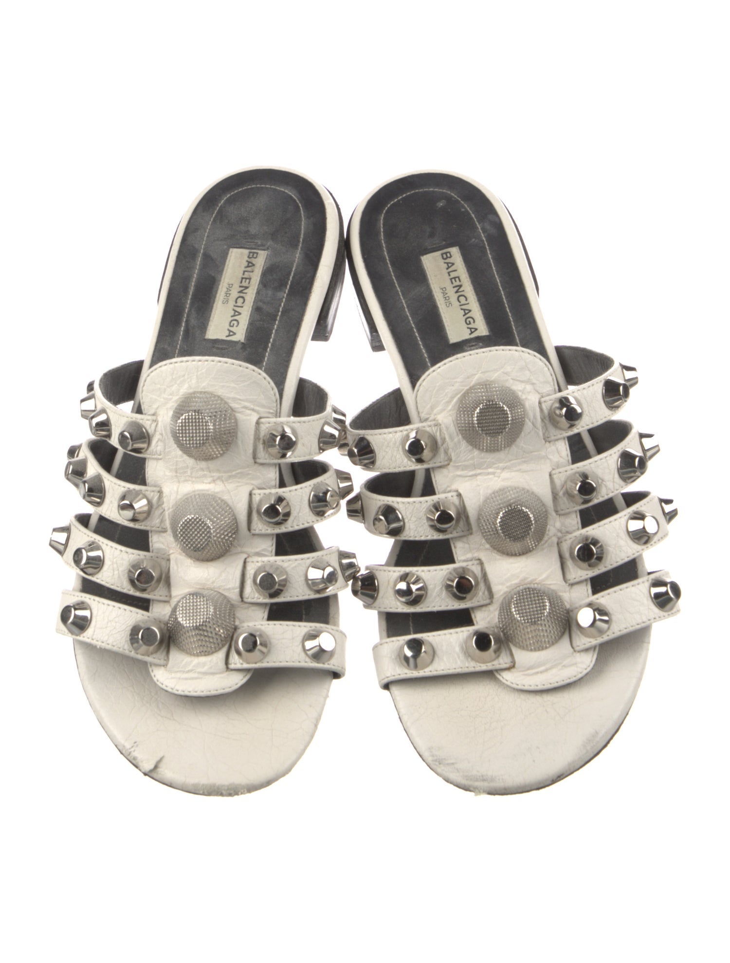 Balenciaga Leather Studded Accents Slides