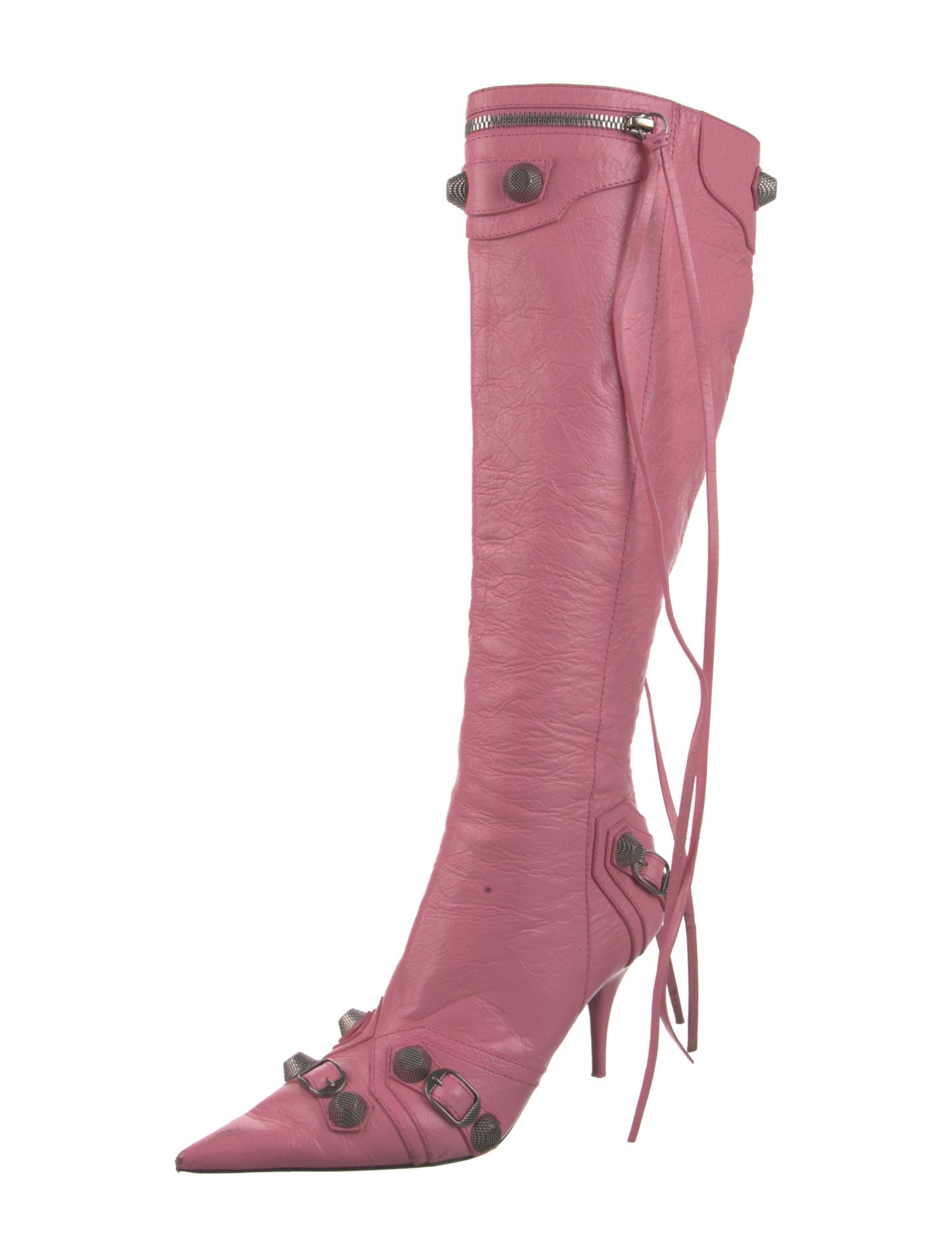 Balenciaga Leather Studded Accents Boots