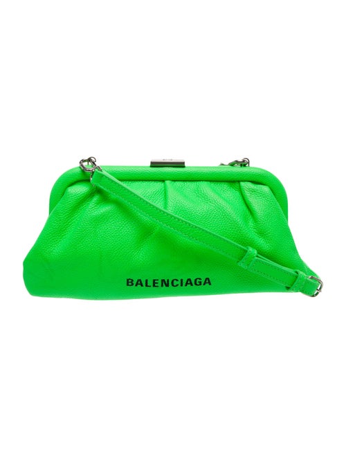 Balenciaga Leather Logo Cloud Clutch XS