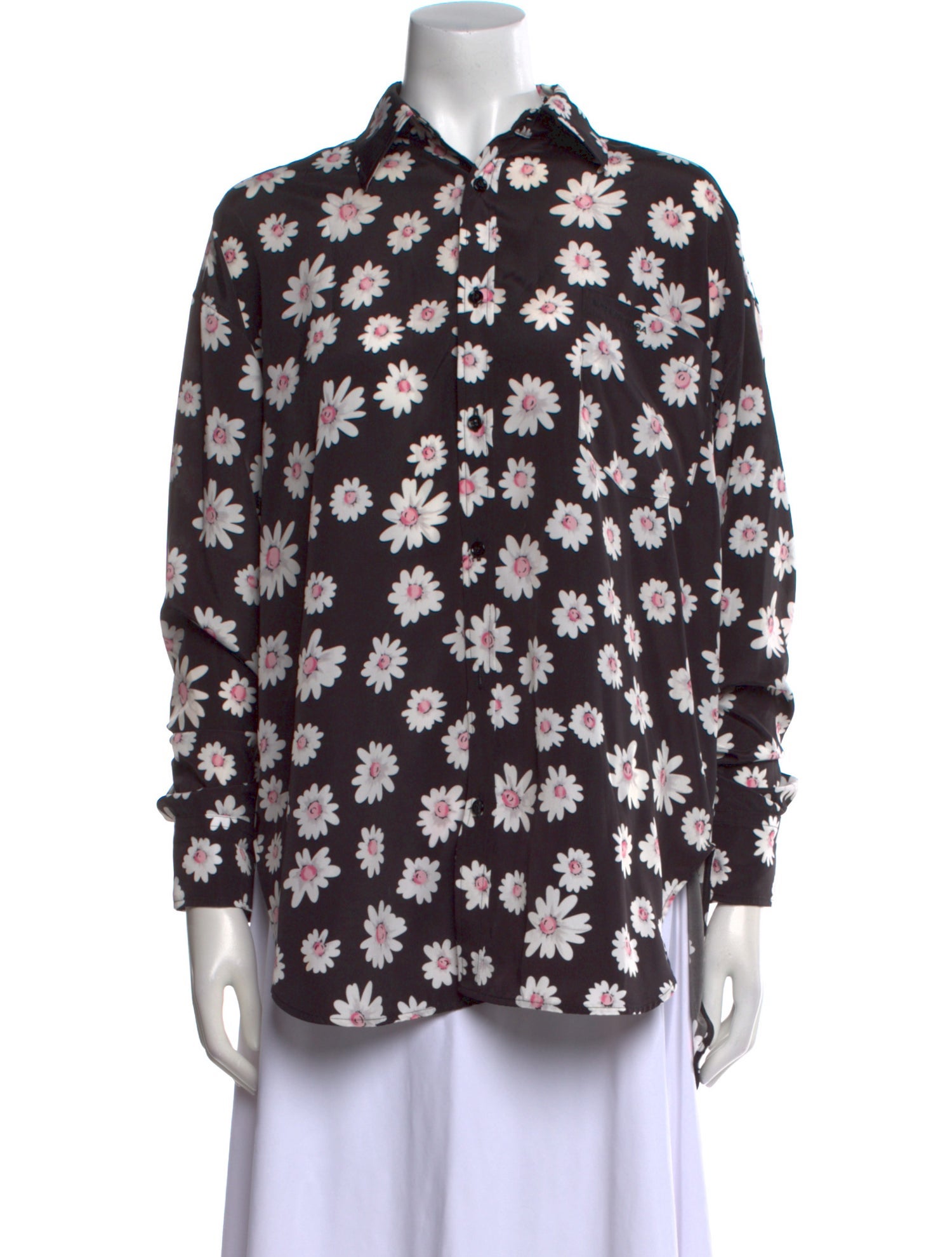 Balenciaga 2018 Floral Print Button-Up Top