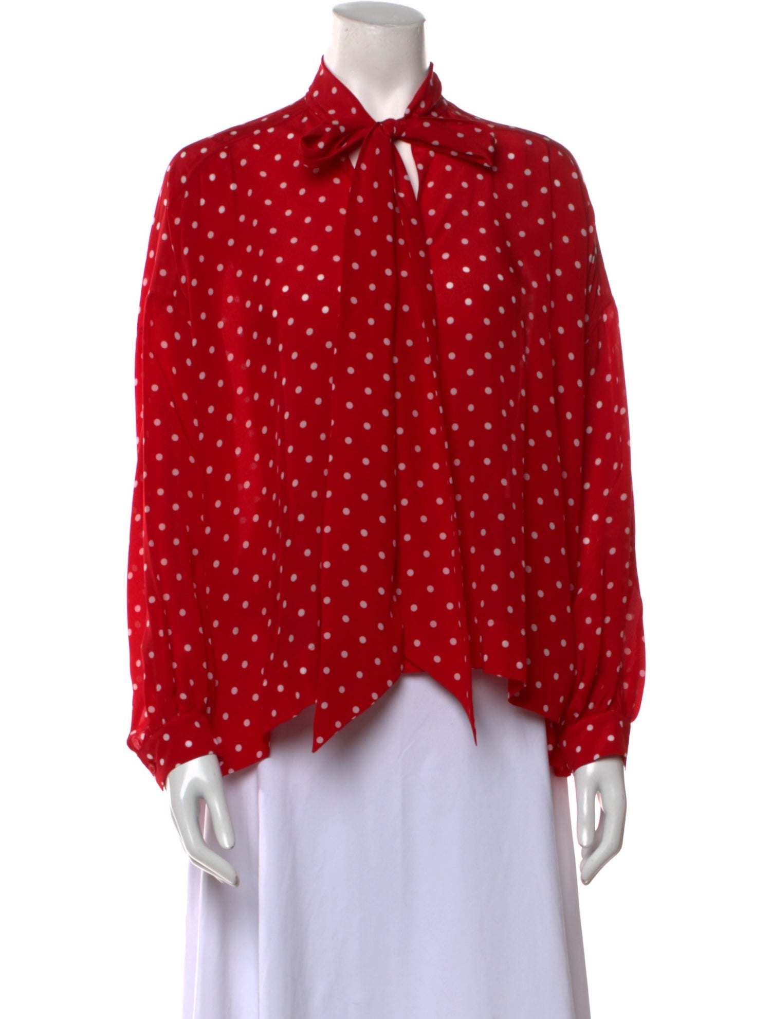 Balenciaga Polka Dot Print Long Sleeve Button-Up Top
