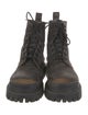 Balenciaga Leather Raw-Edge Trim Combat Boots
