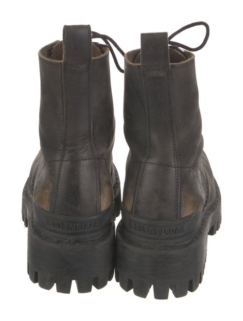 Balenciaga Leather Raw-Edge Trim Combat Boots