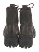 Balenciaga Leather Raw-Edge Trim Combat Boots