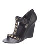 Balenciaga Rockstud Accents Leather T-Strap Sandals