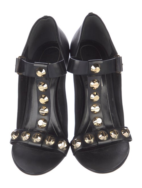 Balenciaga Rockstud Accents Leather T-Strap Sandals