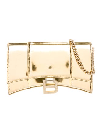 Balenciaga Patent Leather Hourglass Wallet on a Chain 2024