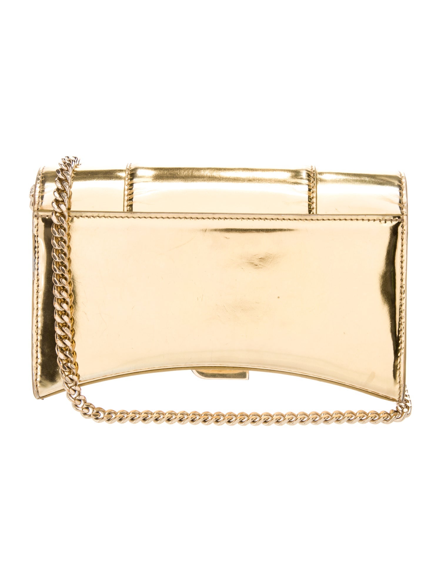 Balenciaga Patent Leather Hourglass Wallet on a Chain 2024