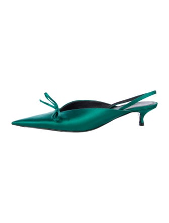 Balenciaga Satin Bow Accents Slingback Flats