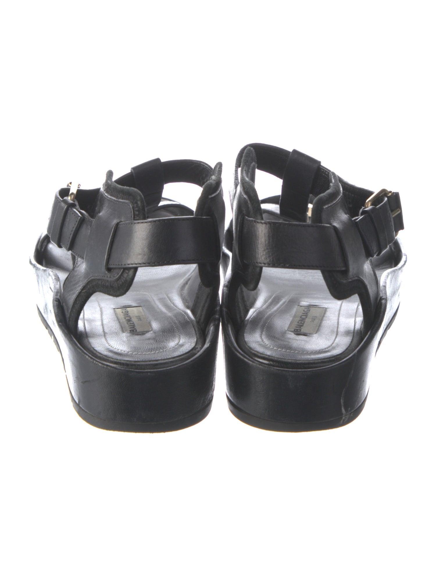 Balenciaga Leather Studded Accents T-Strap Sandals