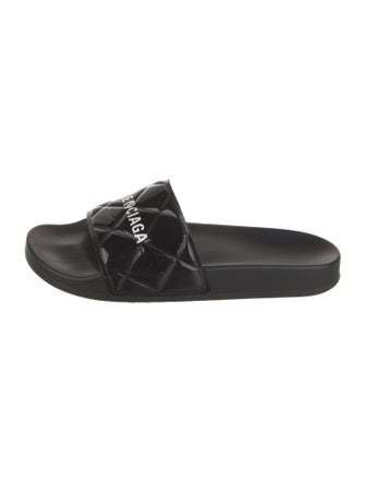 Balenciaga Patent Leather Graphic Print Slides