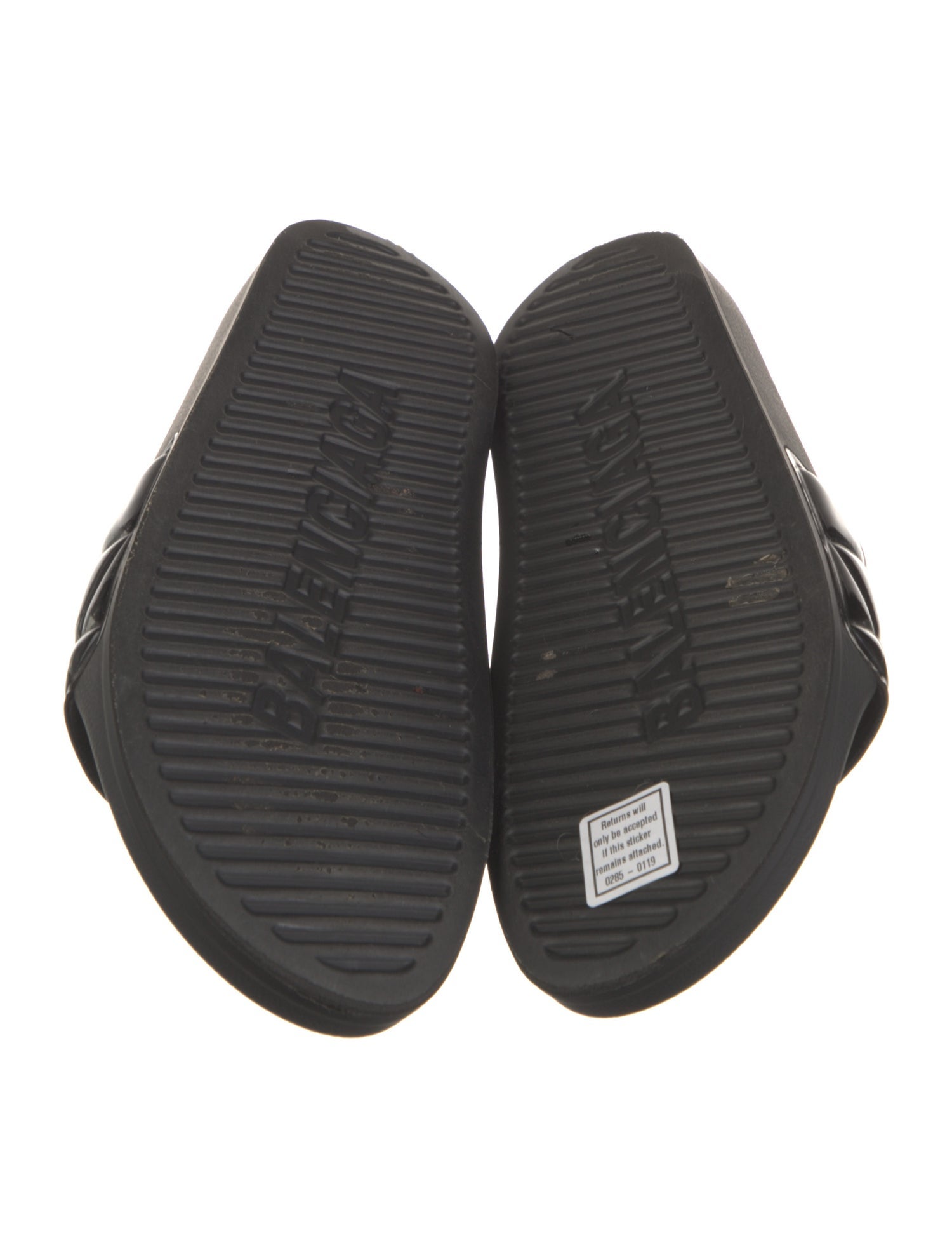 Balenciaga Patent Leather Graphic Print Slides