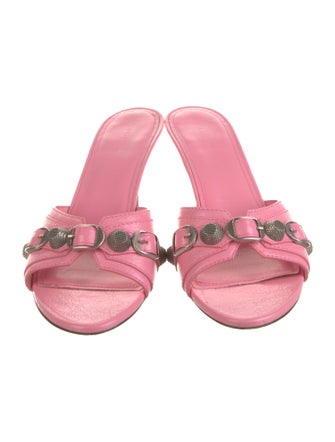 Balenciaga Leather Studded Accents Slides