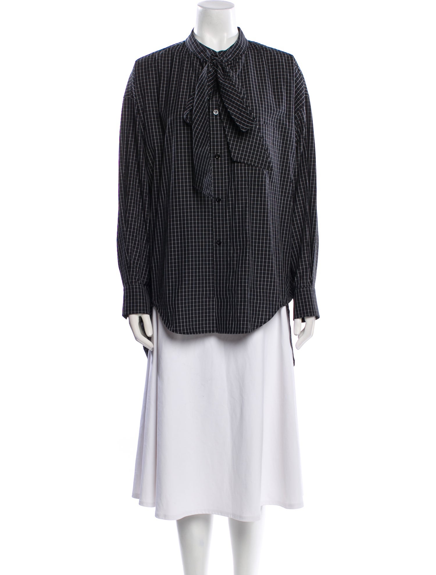 Balenciaga 2019 Plaid Print Button-Up Top