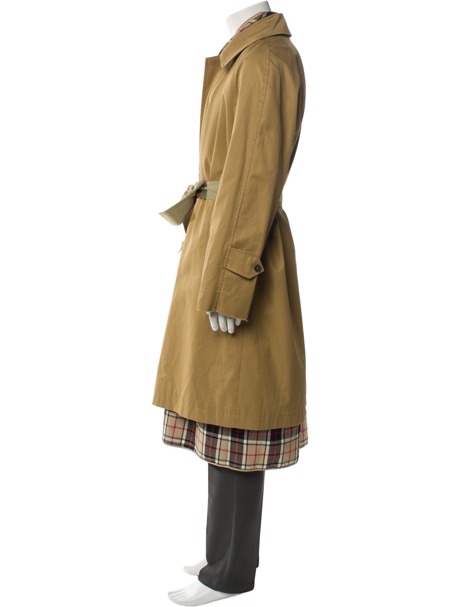 Balenciaga 2018 Plaid Print Trench Coat