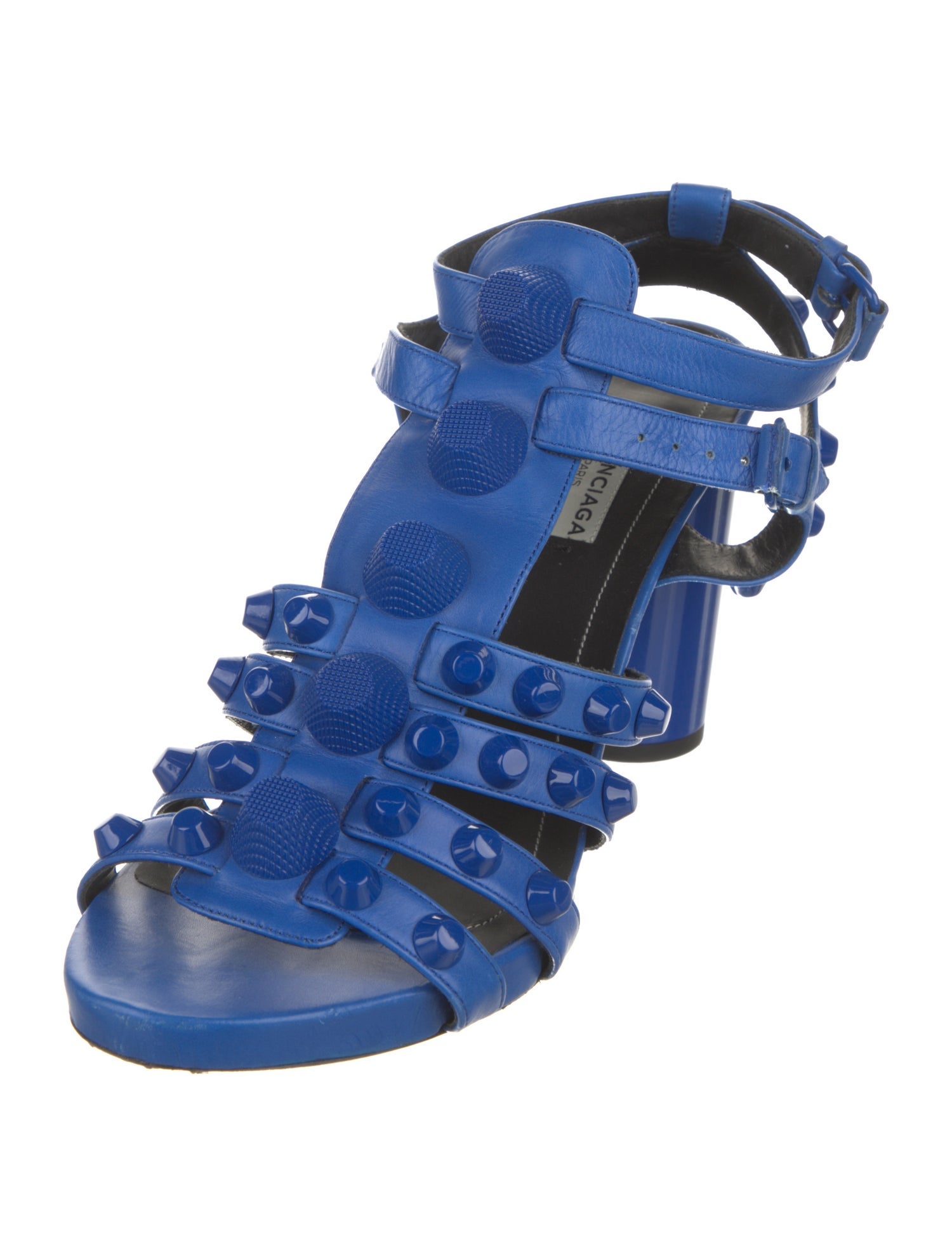 Balenciaga Leather Studded Accents Gladiator Sandals
