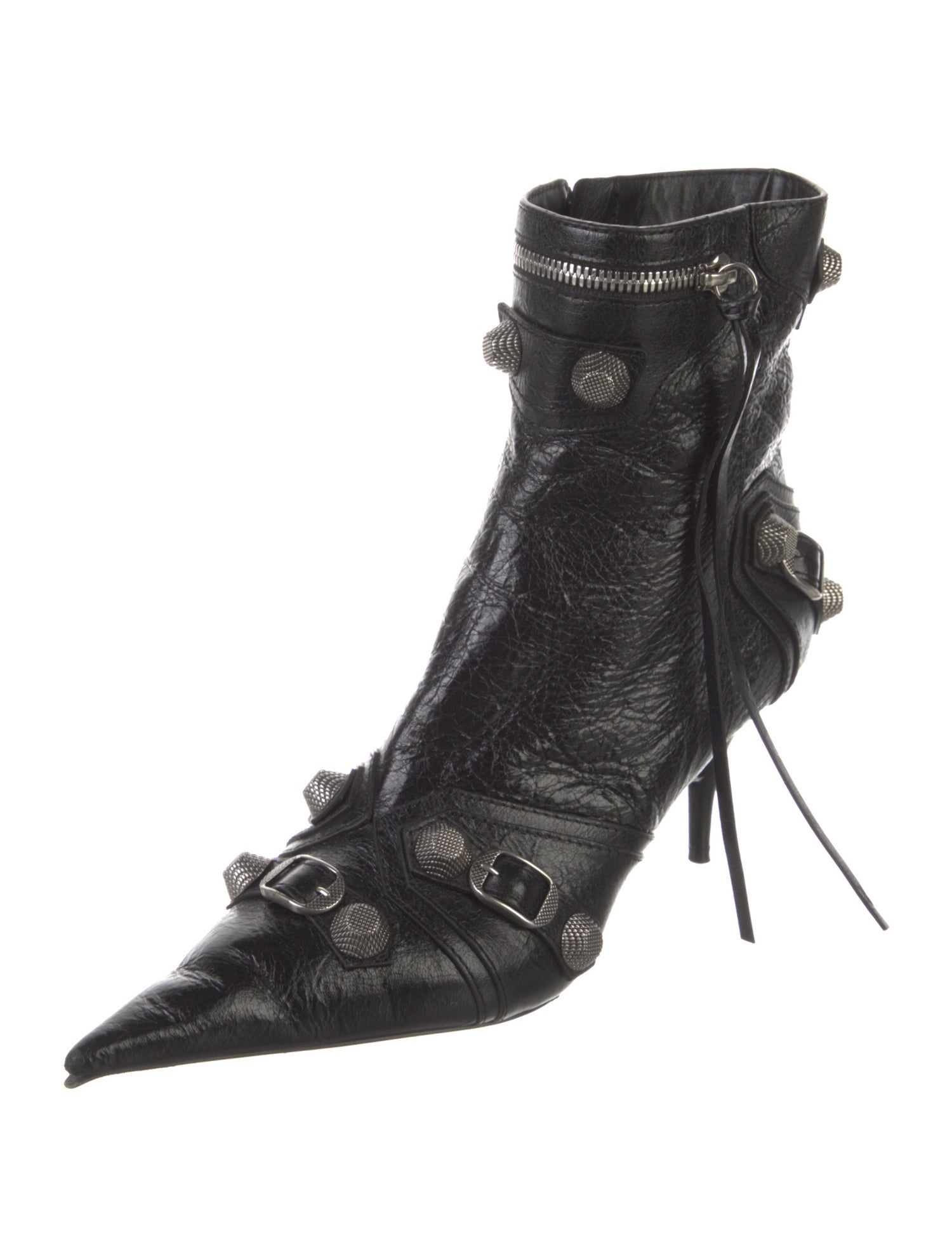 Balenciaga Leather Studded Accents Combat Boots