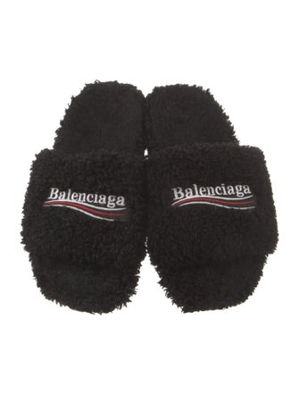 Balenciaga Terry Cloth Graphic Print Slides