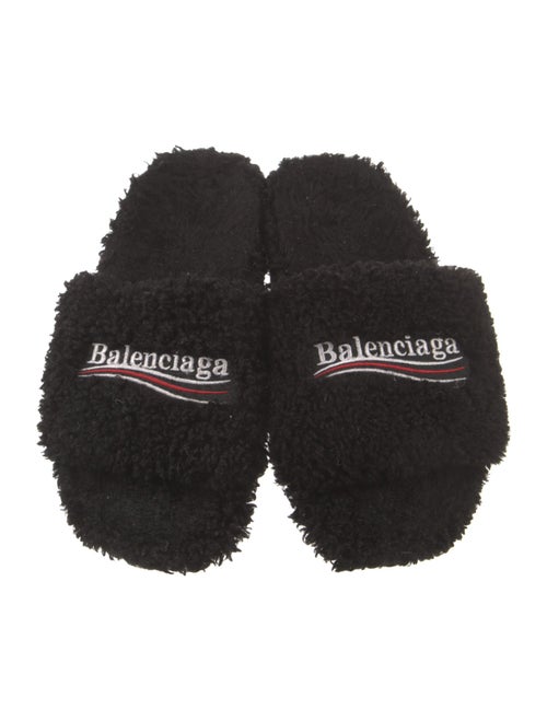 Balenciaga Terry Cloth Graphic Print Slides