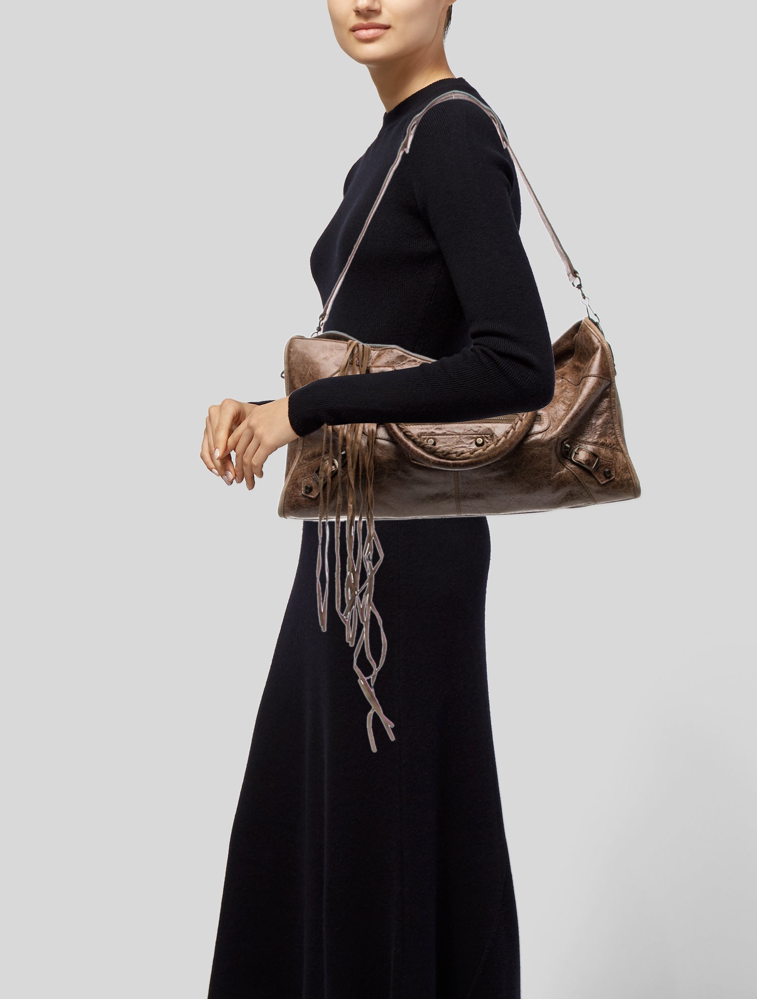 Balenciaga Leather Agneau Motorcross Classic First Bag Medium