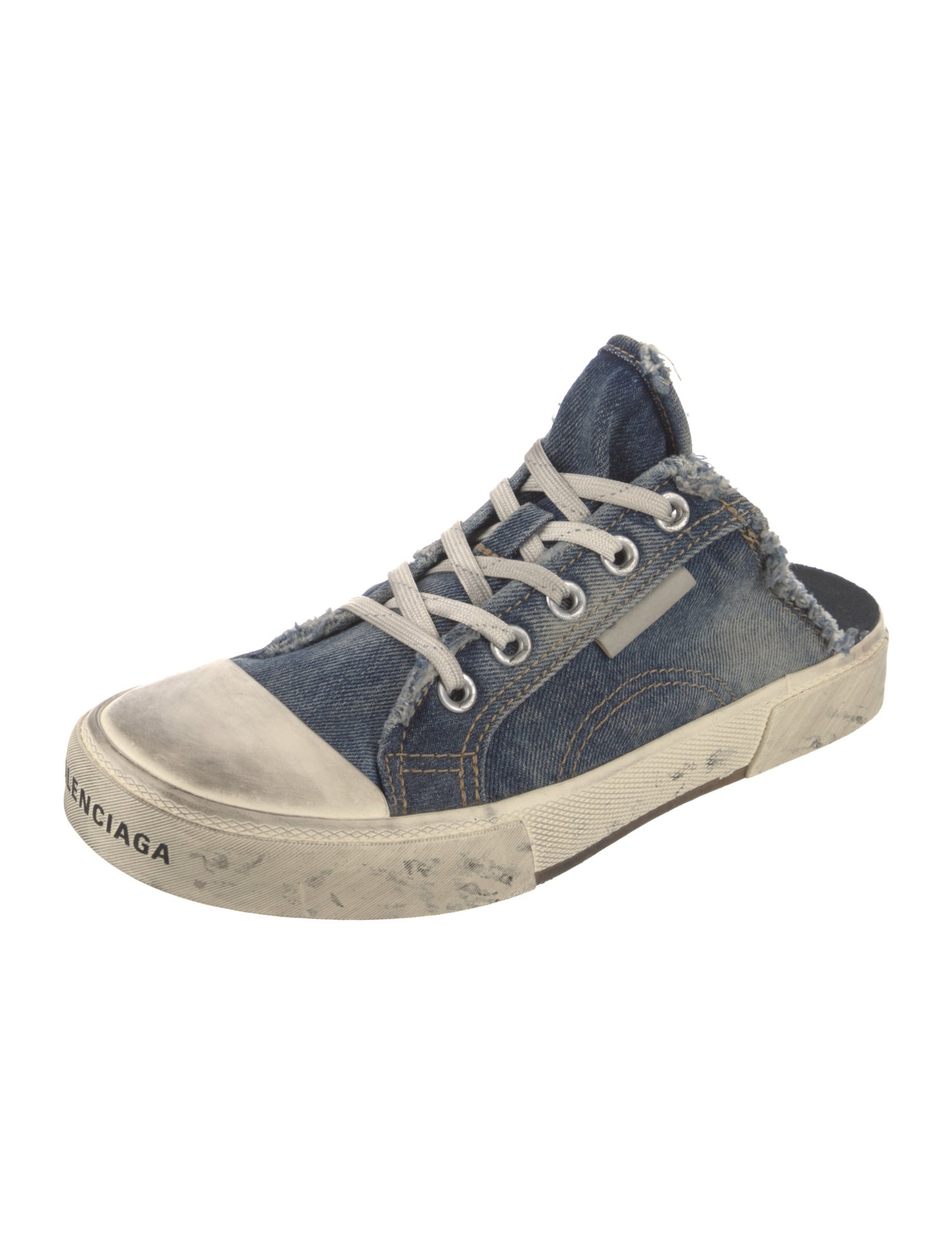 Balenciaga Denim Colorblock Pattern Sneakers