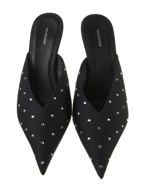 Balenciaga Satin Crystal Embellishments Mules