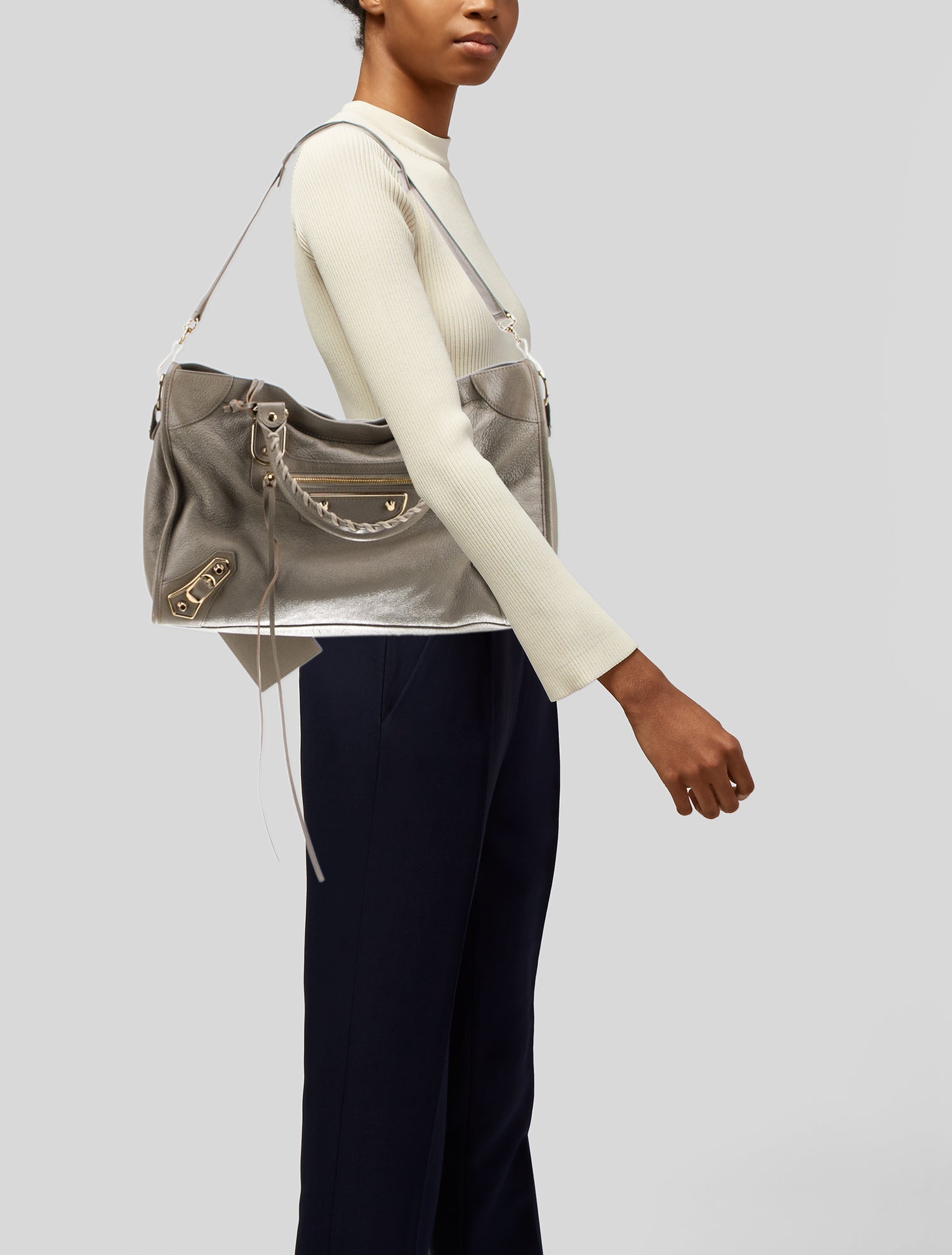 Balenciaga Leather Motocross City Metallic Edge