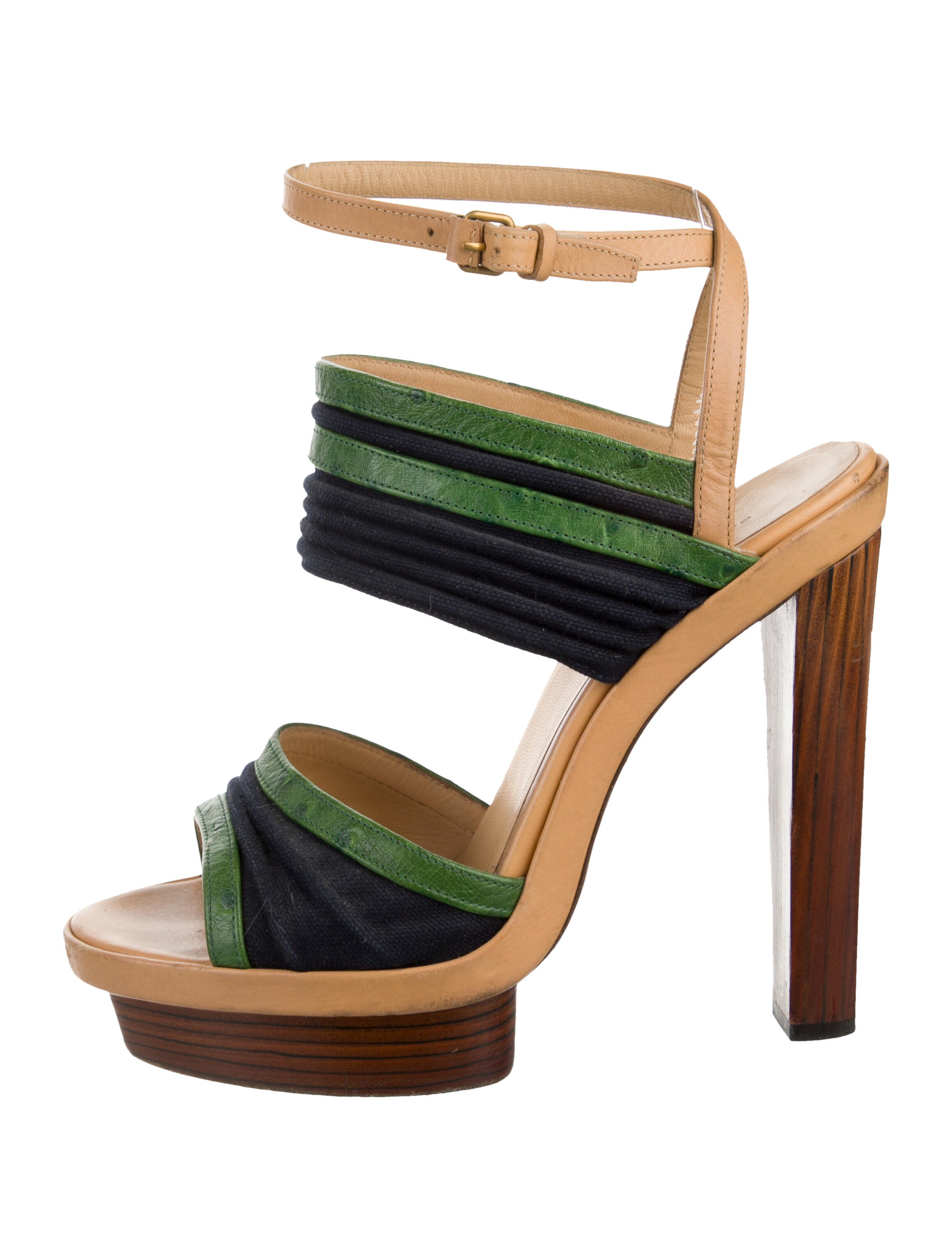 Balenciaga Leather Colorblock Pattern Sandals