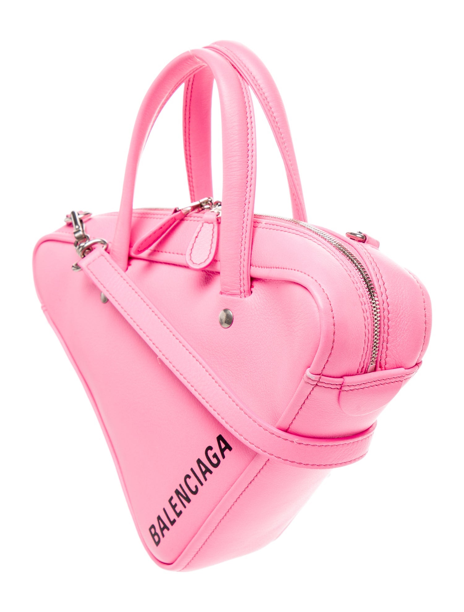 Balenciaga Leather Shiny Day Calfskin Triangle Duffle - Pink