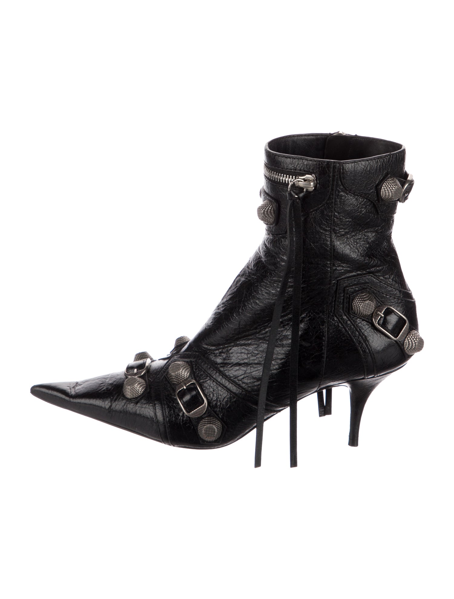 Balenciaga Leather Studded Accents Boots