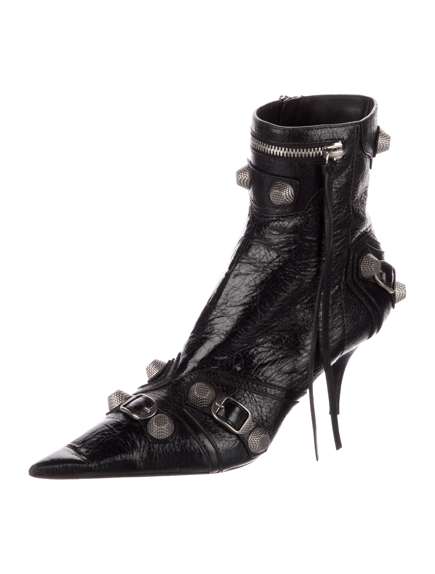 Balenciaga Leather Studded Accents Boots