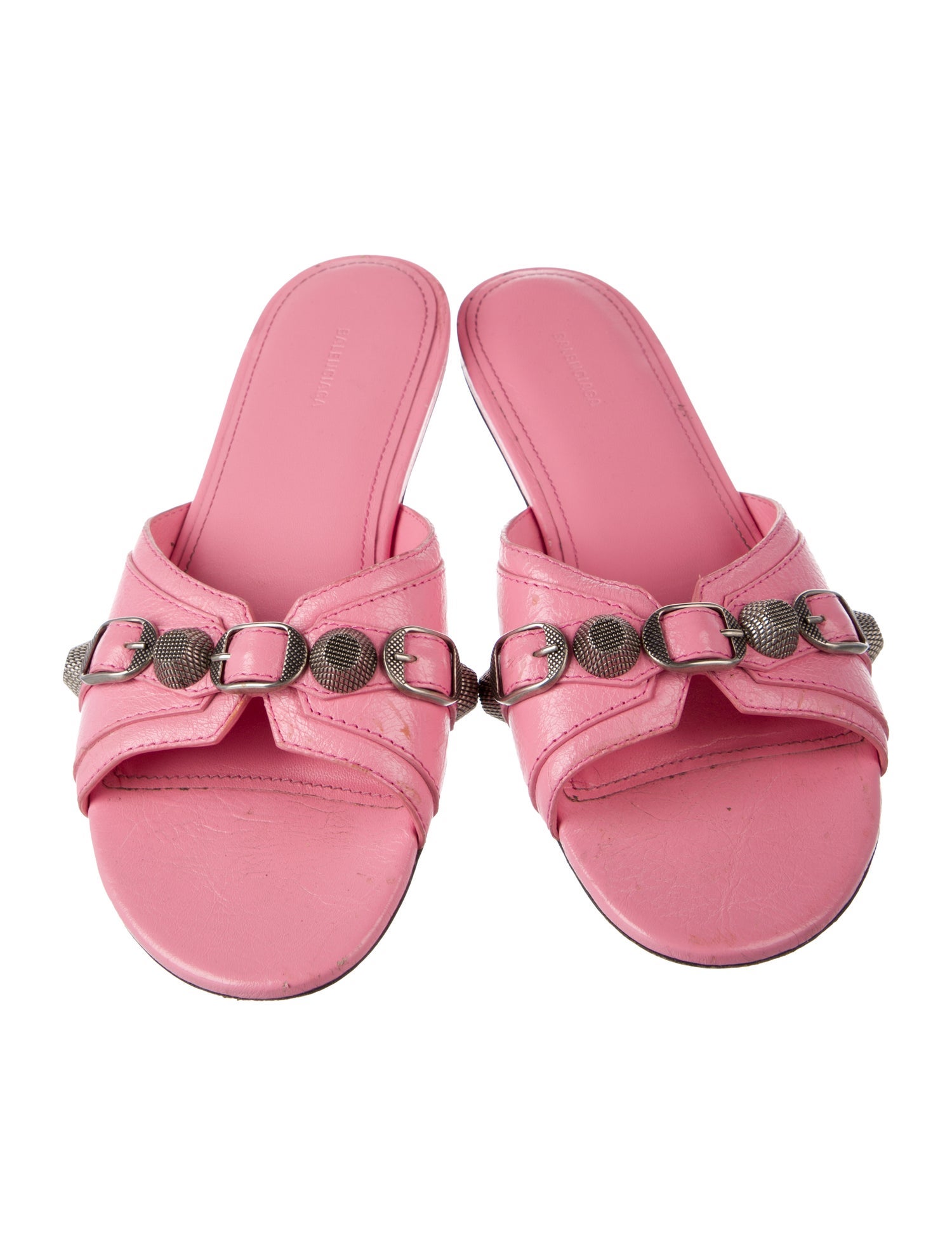 Balenciaga Leather Studded Accents Slides