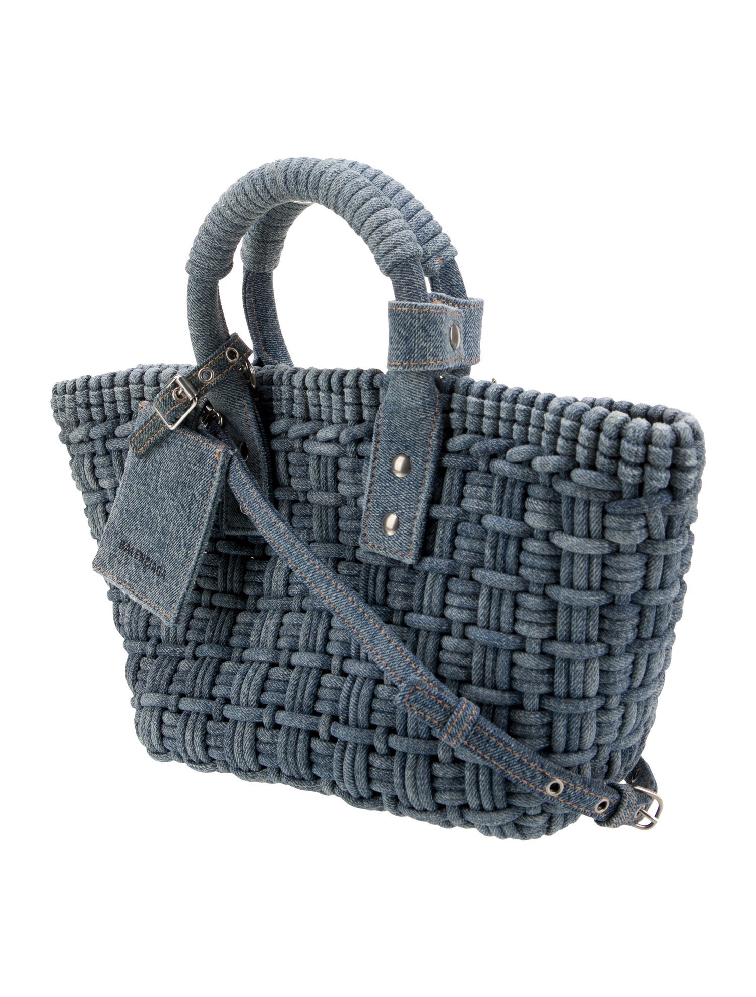 Balenciaga Denim Bistro Denim Basket Top Handle Bag XS