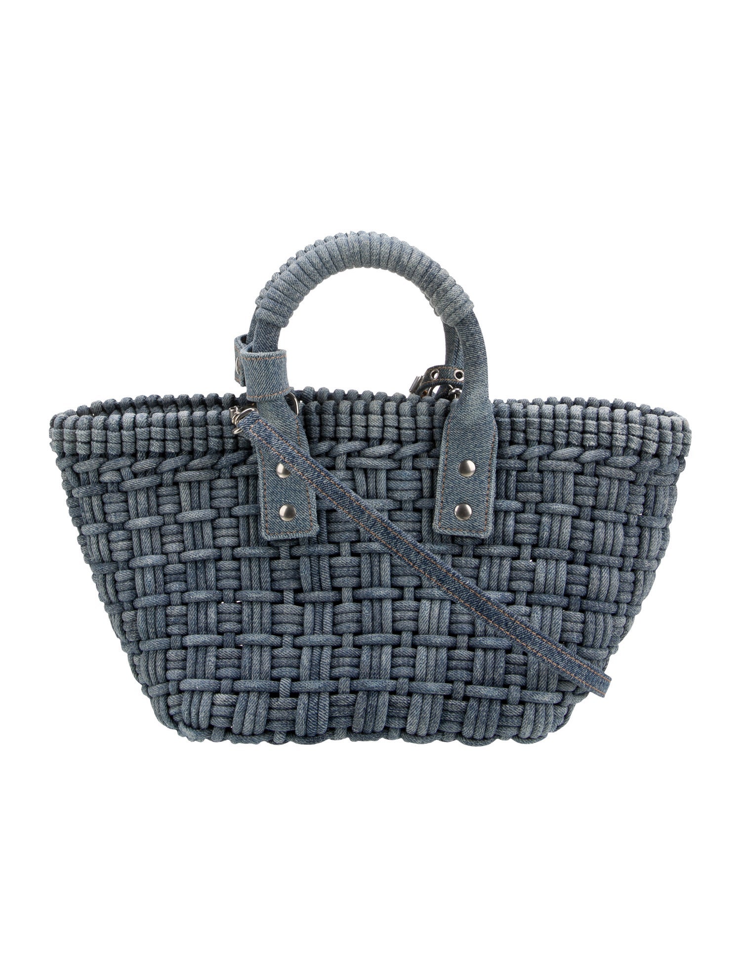 Balenciaga Denim Bistro Denim Basket Top Handle Bag XS