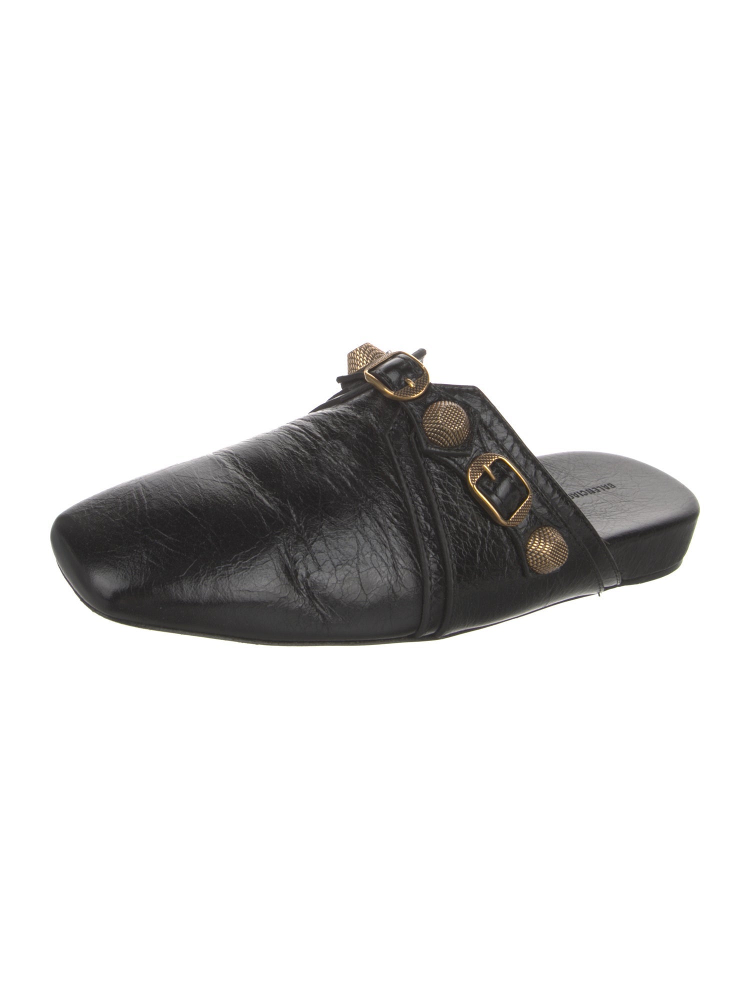 Balenciaga Leather Studded Accents Mules