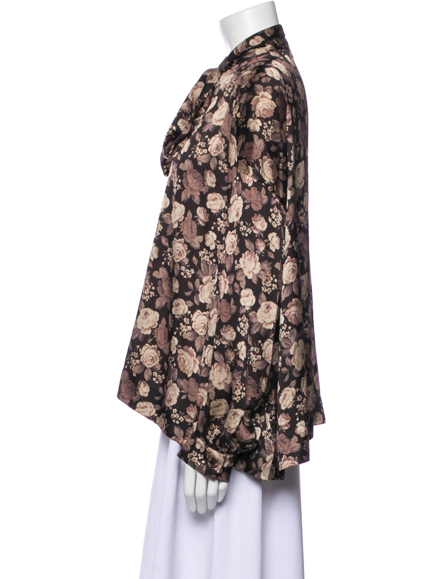 Balenciaga Floral Print Long Sleeve Blouse