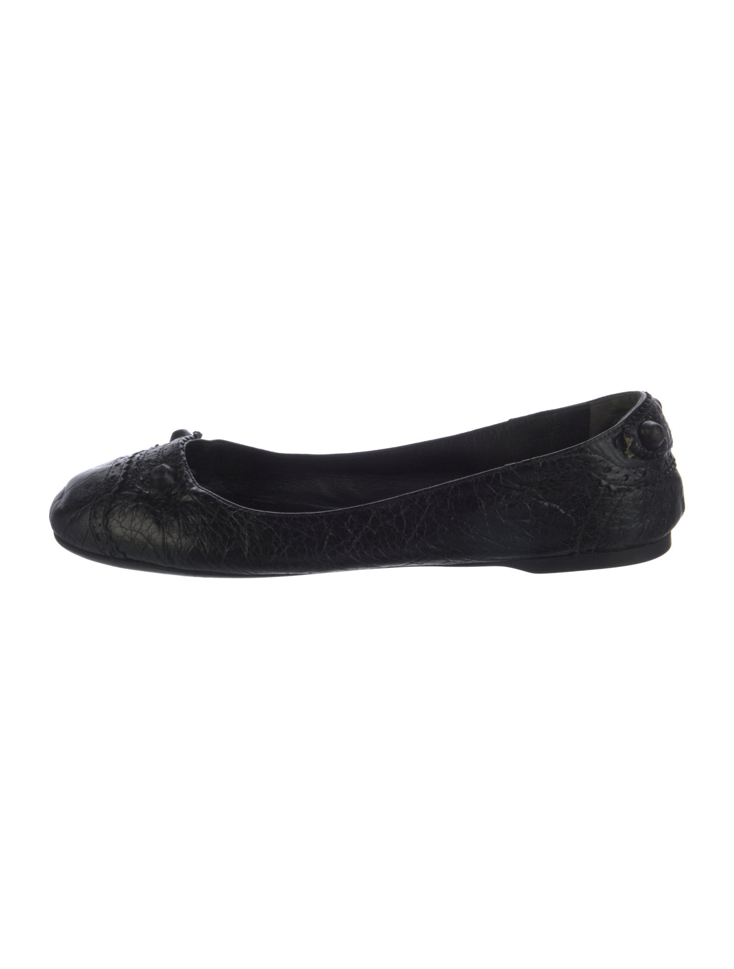 Balenciaga Leather Lasercut Accents Ballet Flats
