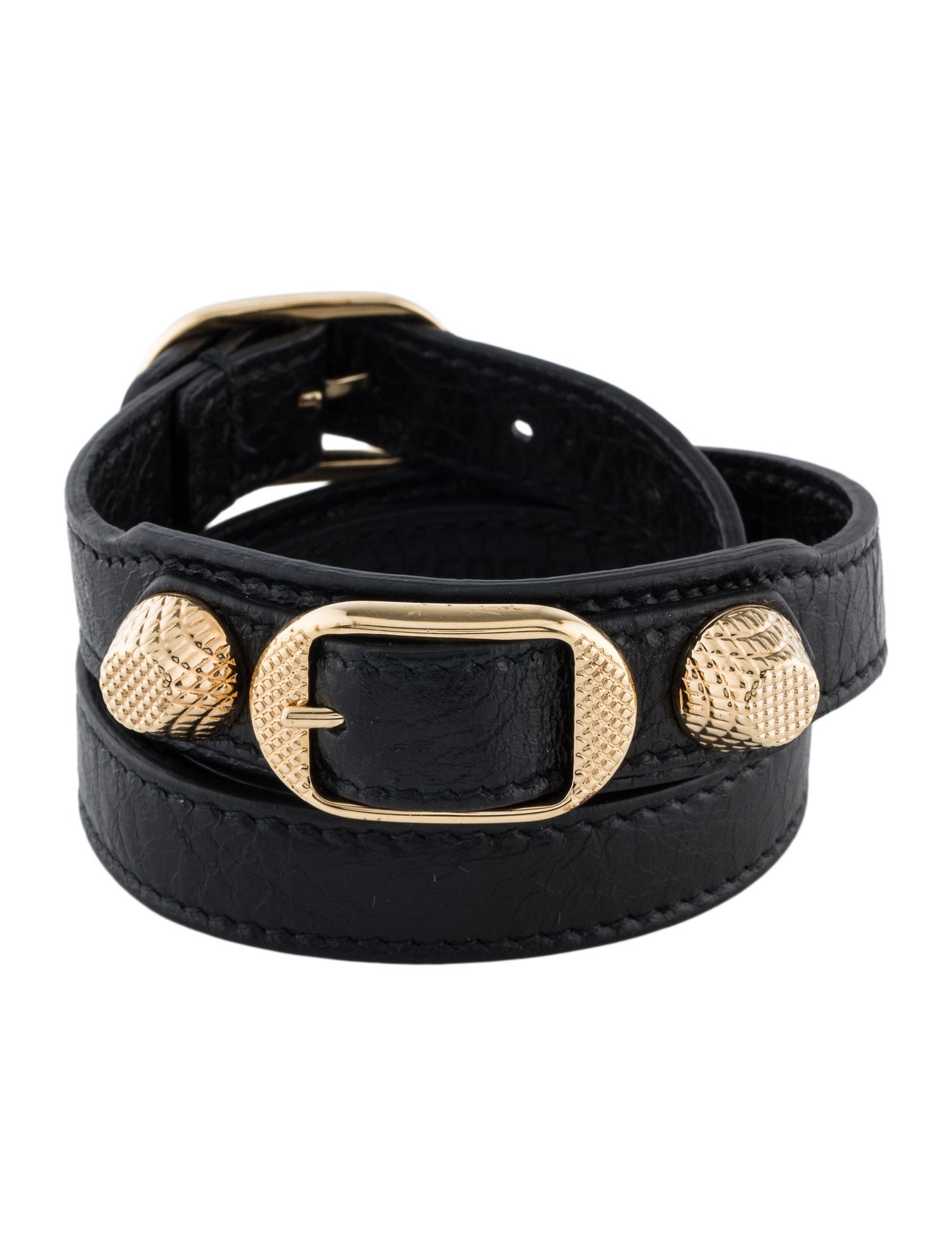 Balenciaga Leather Arena Triple Tour Wrap Bracelet