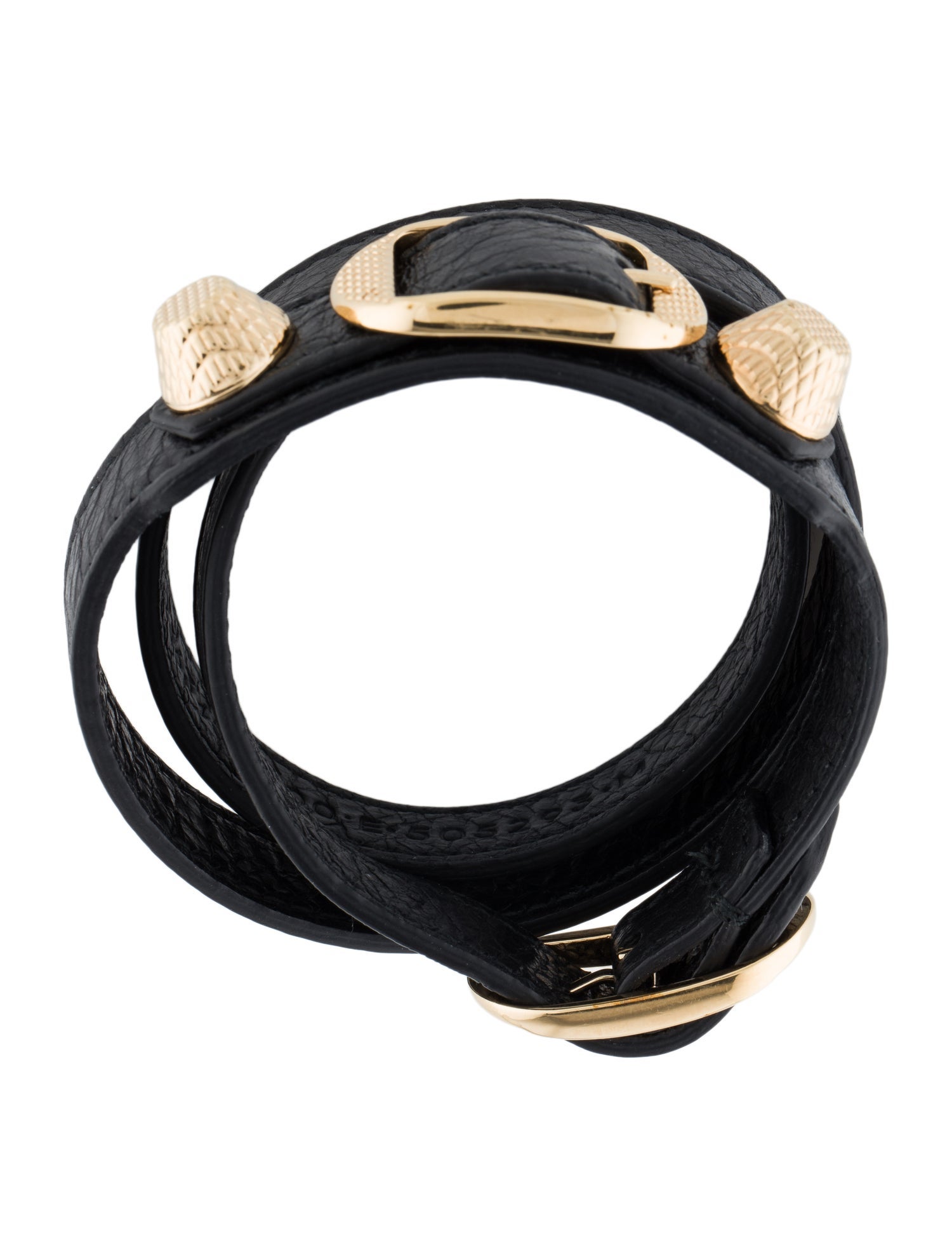 Balenciaga Leather Arena Triple Tour Wrap Bracelet