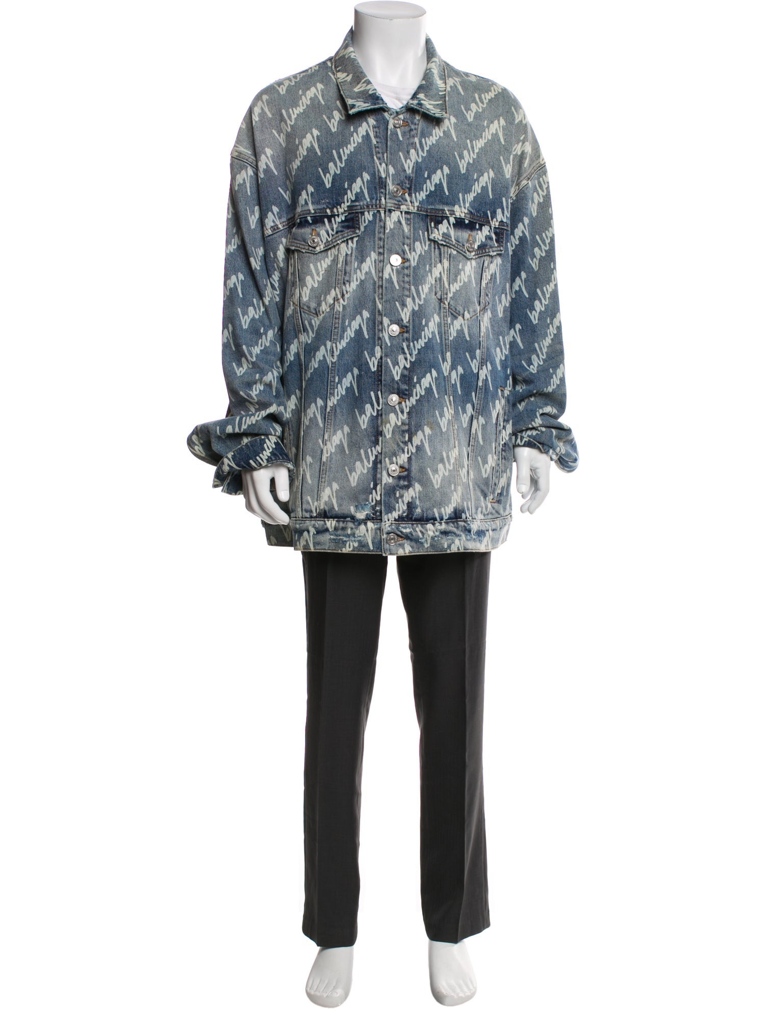 Balenciaga 2022 Signature Logo Denim Jacket