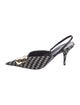 Balenciaga Wool Houndstooth Print Slingback Pumps