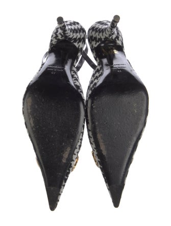 Balenciaga Wool Houndstooth Print Slingback Pumps