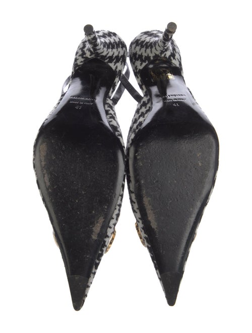 Balenciaga Wool Houndstooth Print Slingback Pumps
