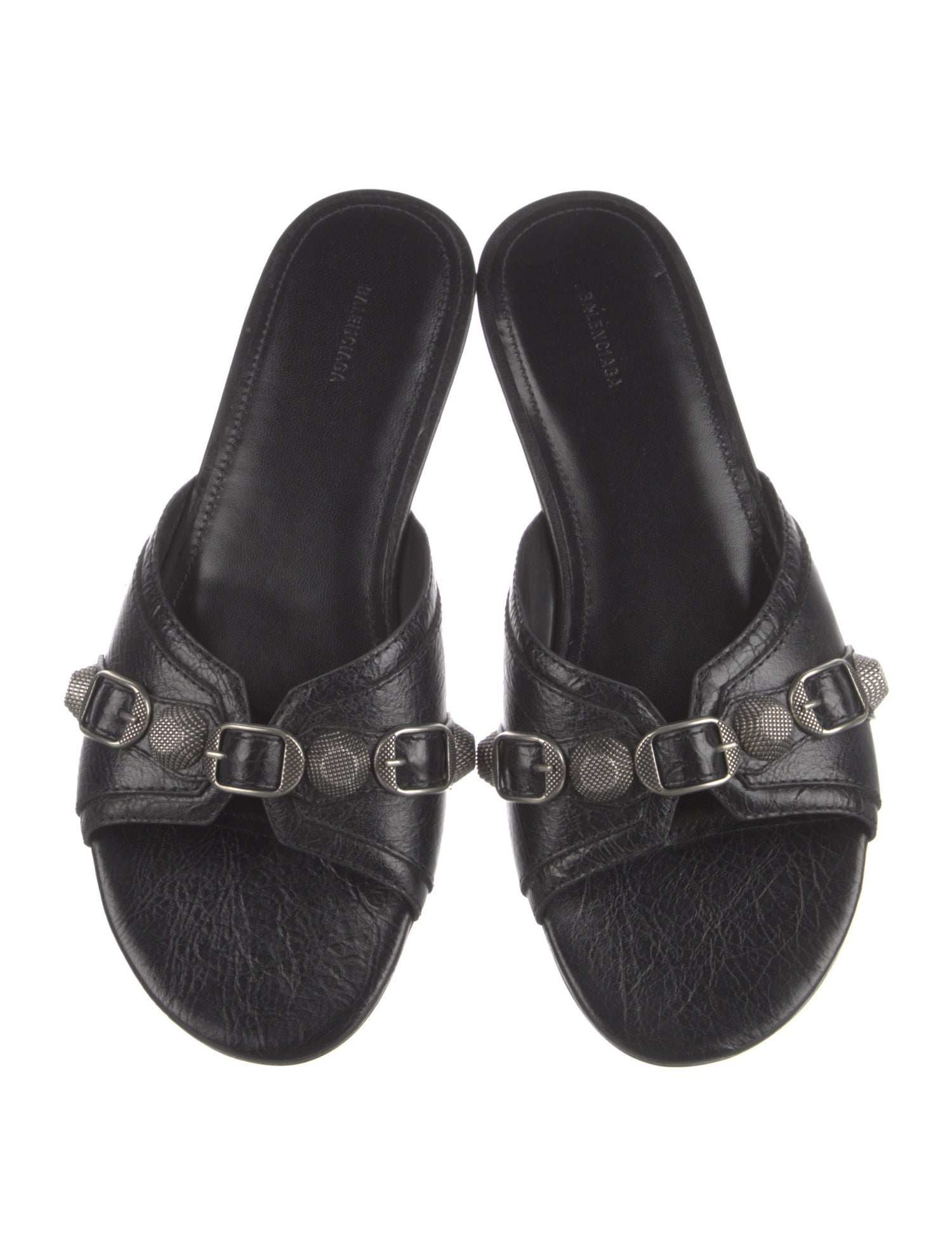 Balenciaga Leather Studded Accents Slides