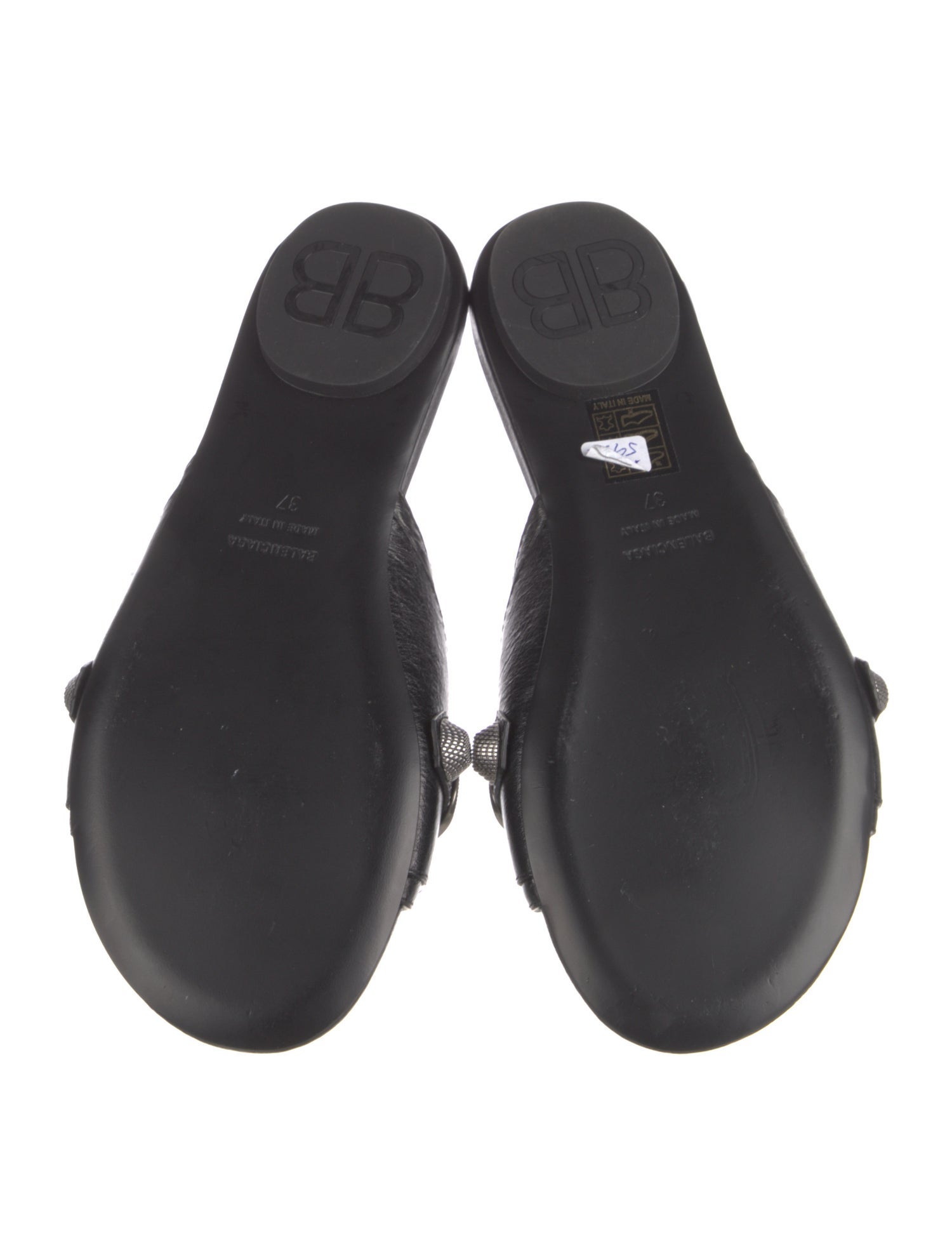 Balenciaga Leather Studded Accents Slides