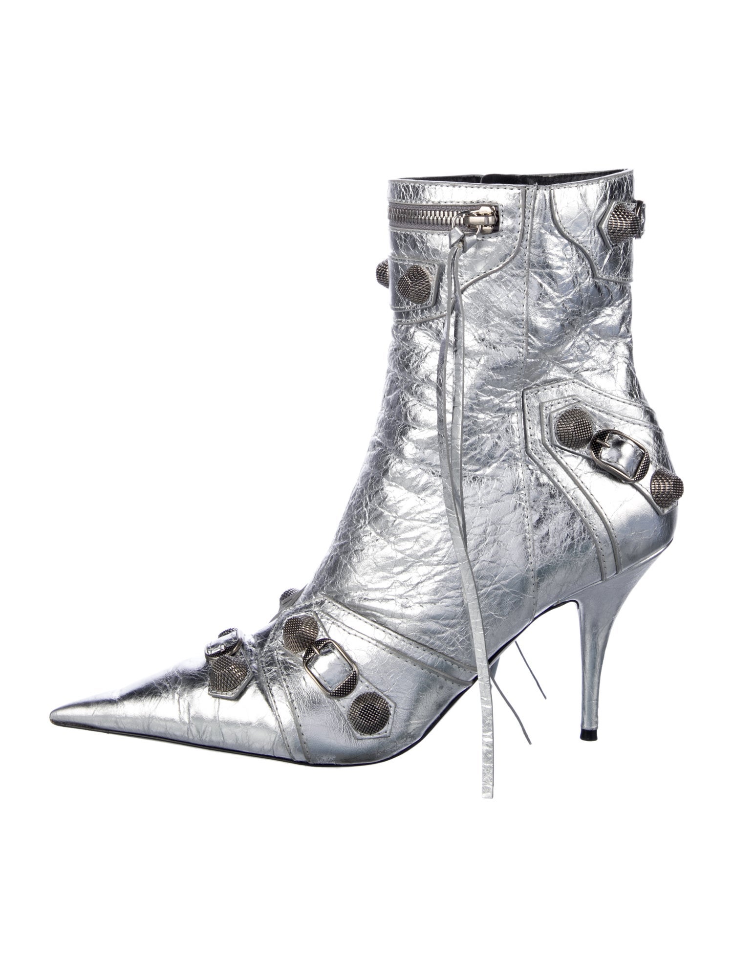 Balenciaga Leather Studded Accents Boots