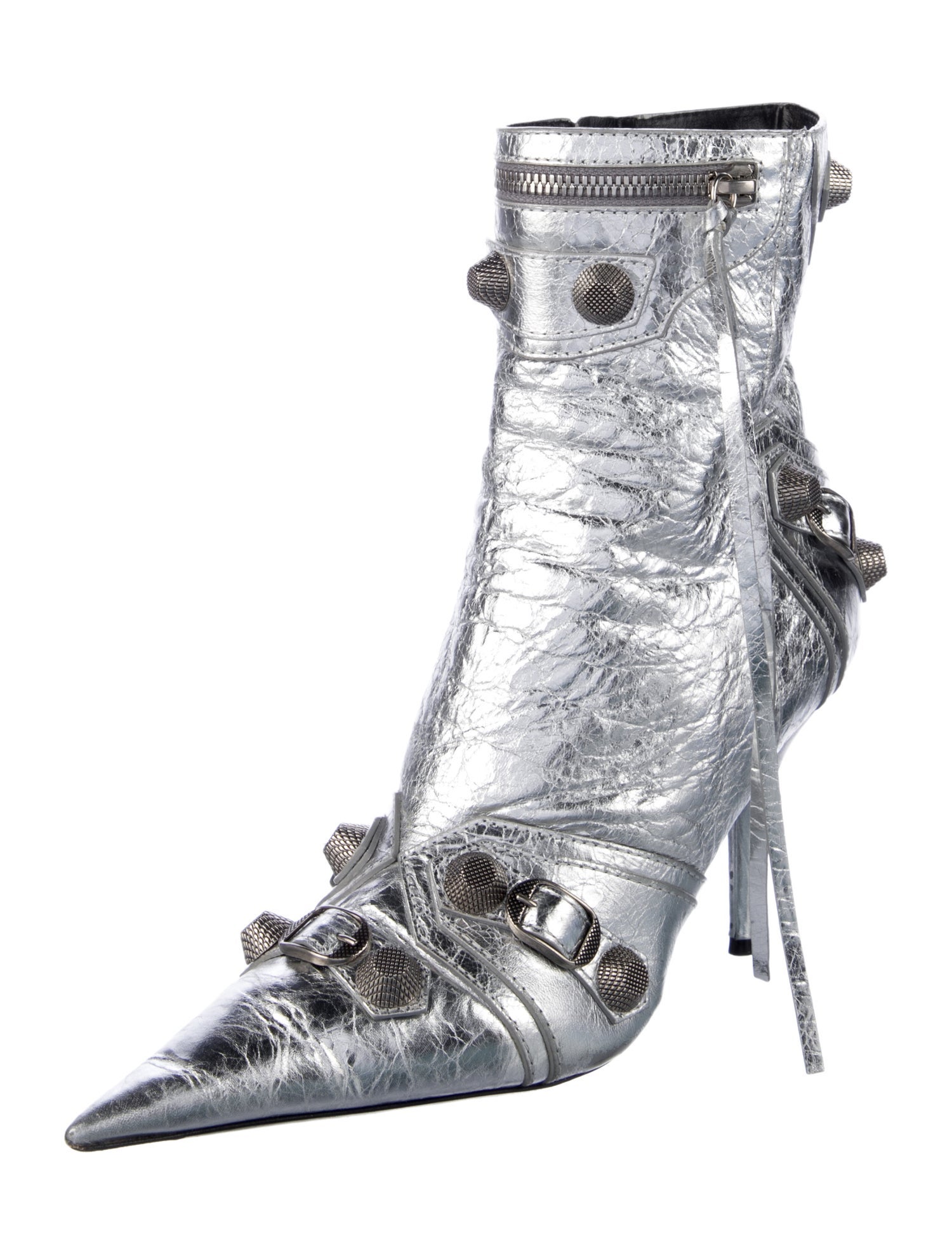 Balenciaga Leather Studded Accents Boots