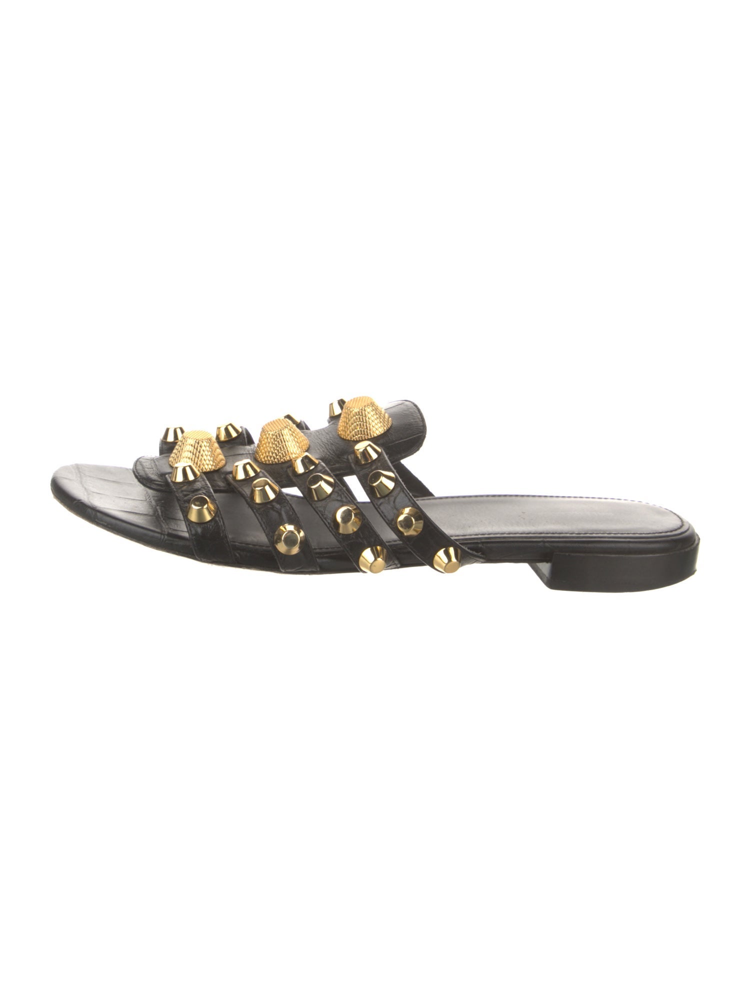 Balenciaga Leather Studded Accents Slides